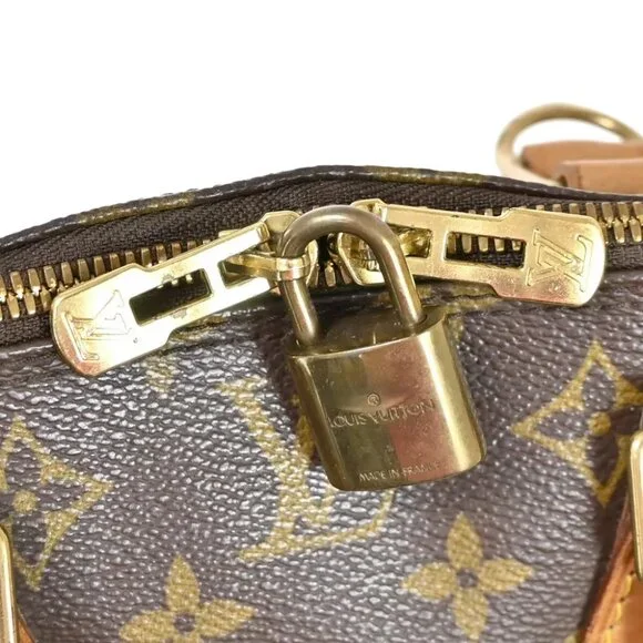 LOUIS VUITTON LV Logo Alma Hand Bag Monogram Leather Brown France M51130 83FA130